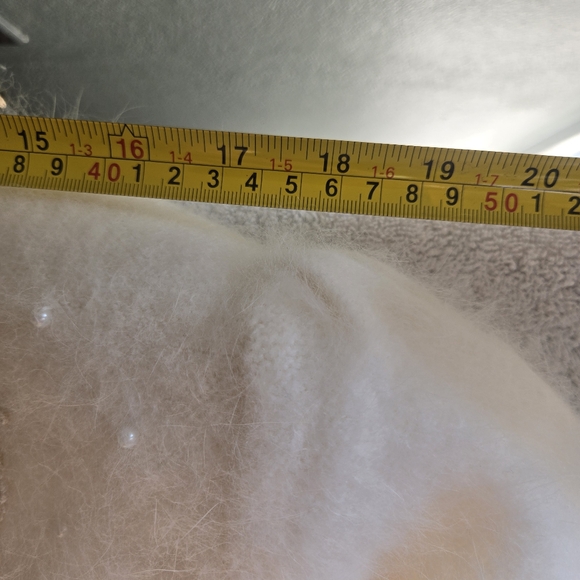 Vintage Lee Sands White Angora  Sweater Beaded Cardigan Grandmacore One Size - Picture 7 of 10